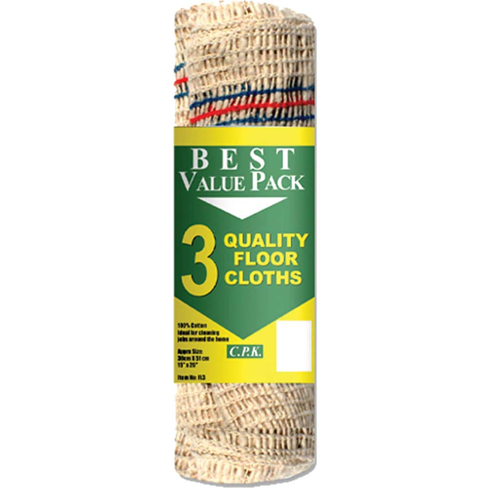 Tristar Cotton Reinforced Floor Cloth Pack of 3