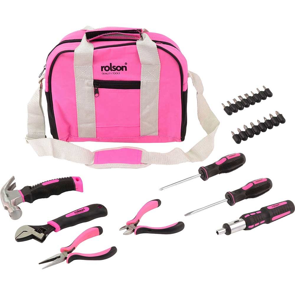 Image of Ladies Household Pink Tool Kit & Bag