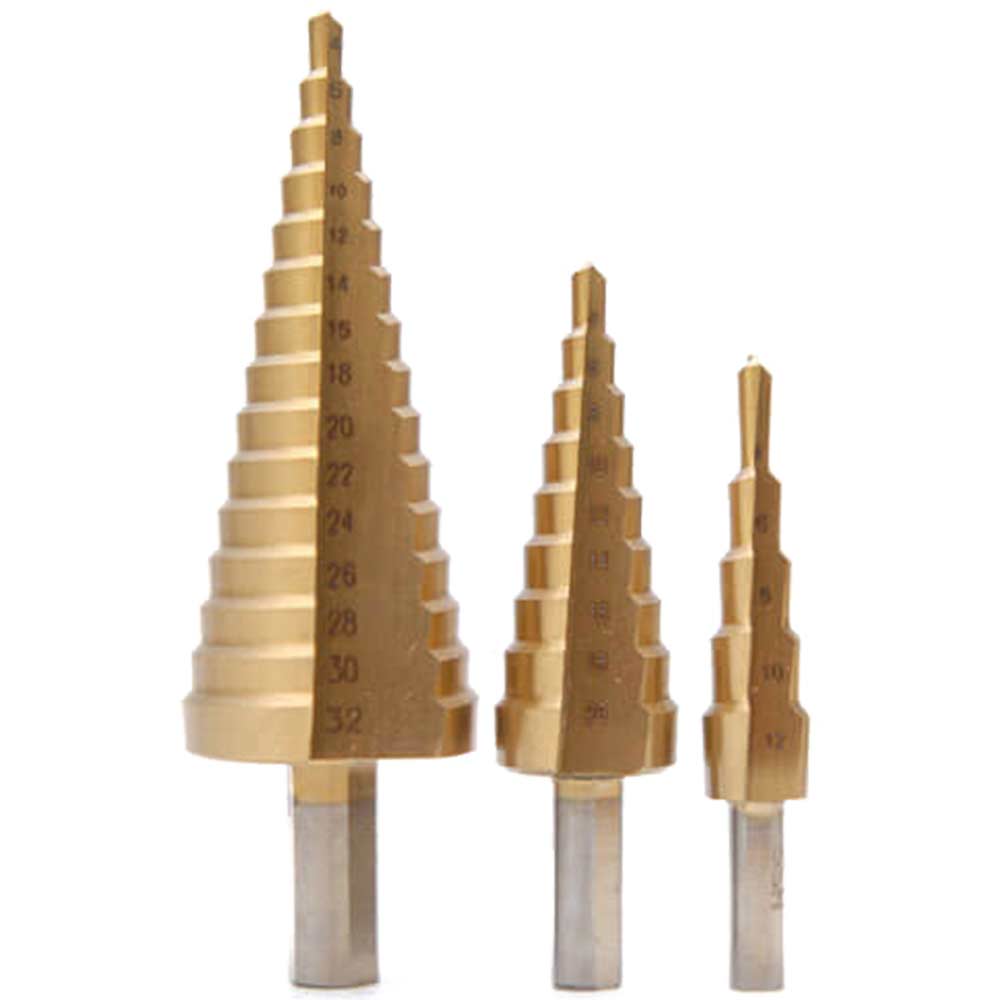 Image of 3 Piece Titanium Step Drill Cutter Bit Set
