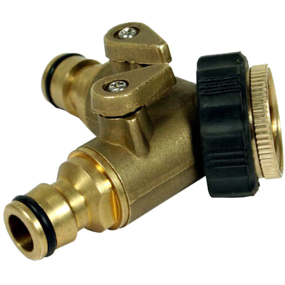 34ampquot BSP Brass Hose Pipe 2 Way Threaded Tap Connector