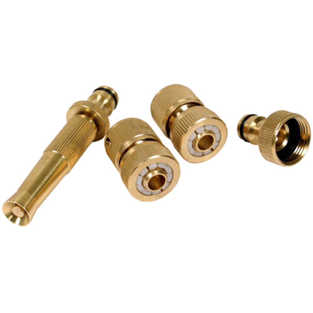 Image of Brass 4 Piece Watering Accessory Set for 12.5mm (1/2&quot;) Hose Pipes