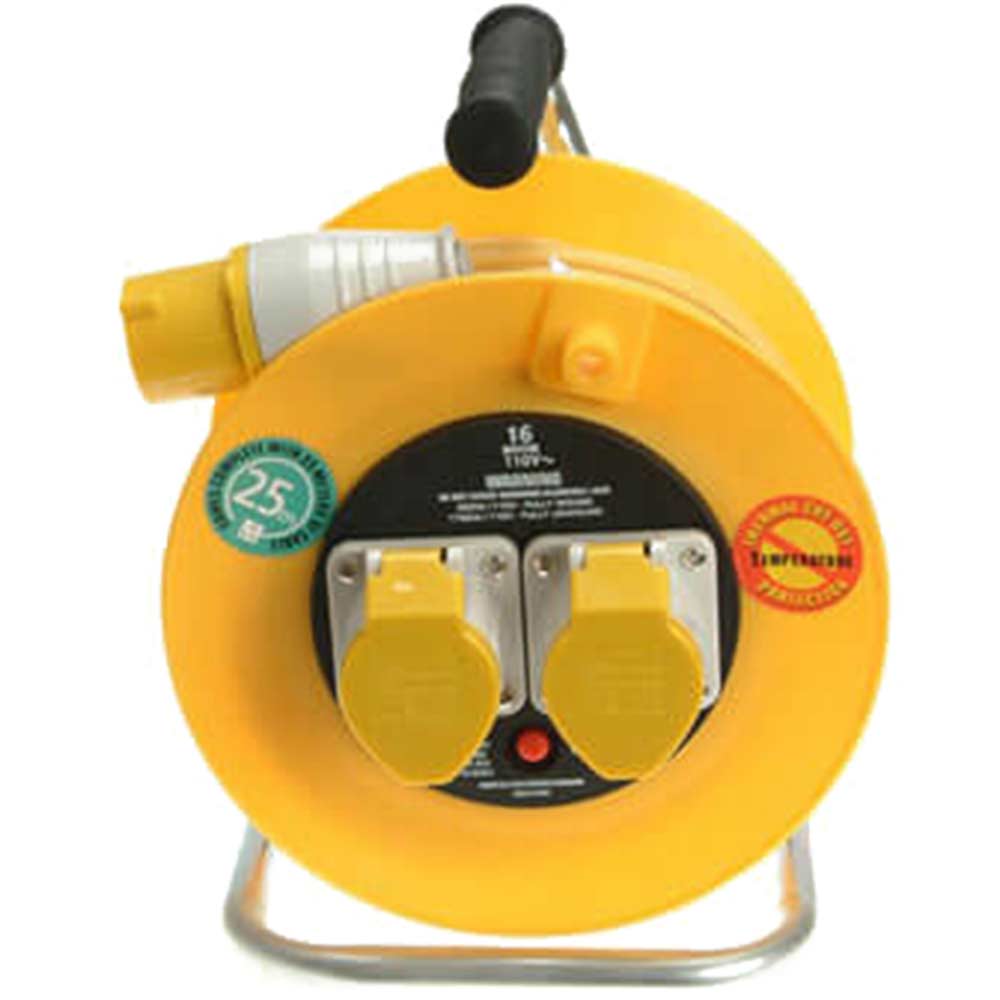Image of 2 Socket 25 Metre Heavy Duty Cable Reel 16 amp 110v