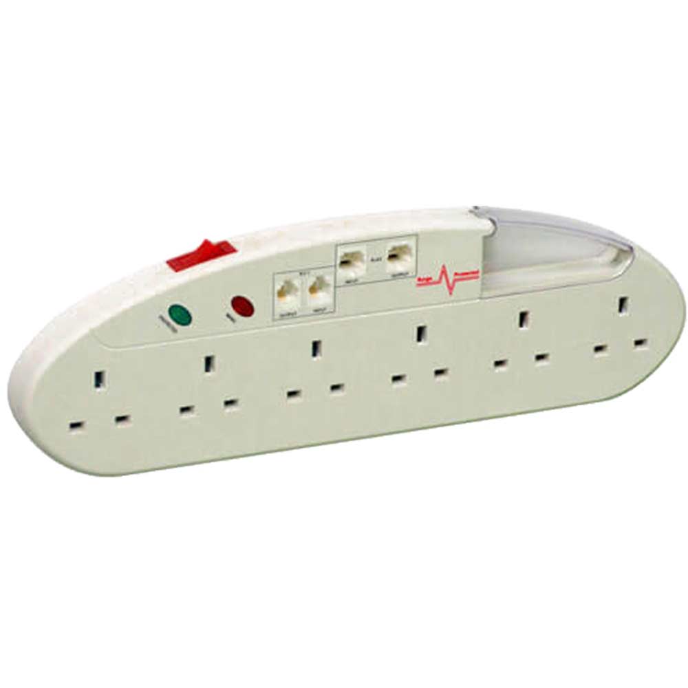 Image of 6 Socket Surge Protected Extension Lead with 2 Metres Cable & Neon Light 13amp 240v