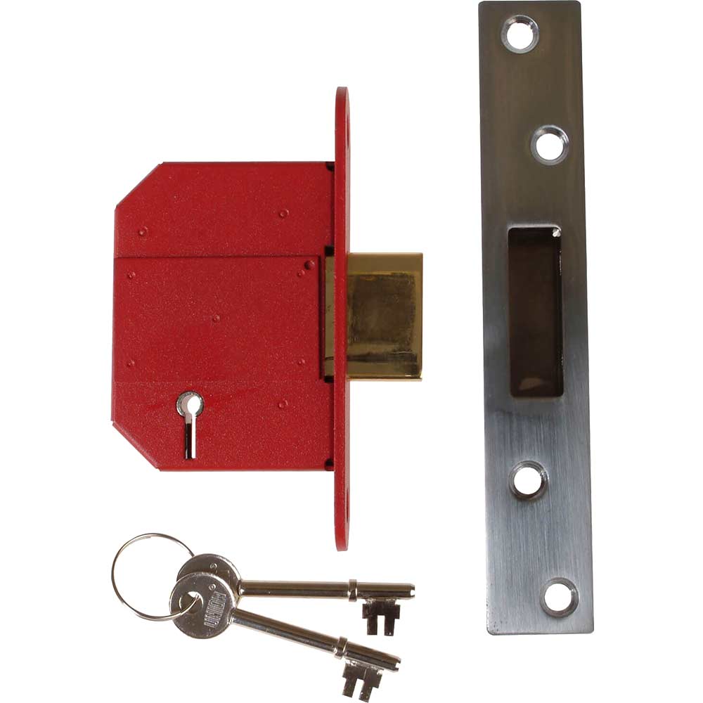 Union Locks Strongbolt 2100S BS 5 Lever Mortice Deadlock 81mm Satin Chrome