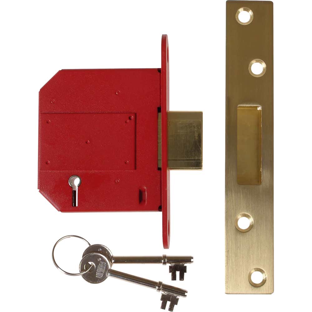 Union Locks Strongbolt 2100S BS 5 Lever Mortice Deadlock 81mm Satin Brass