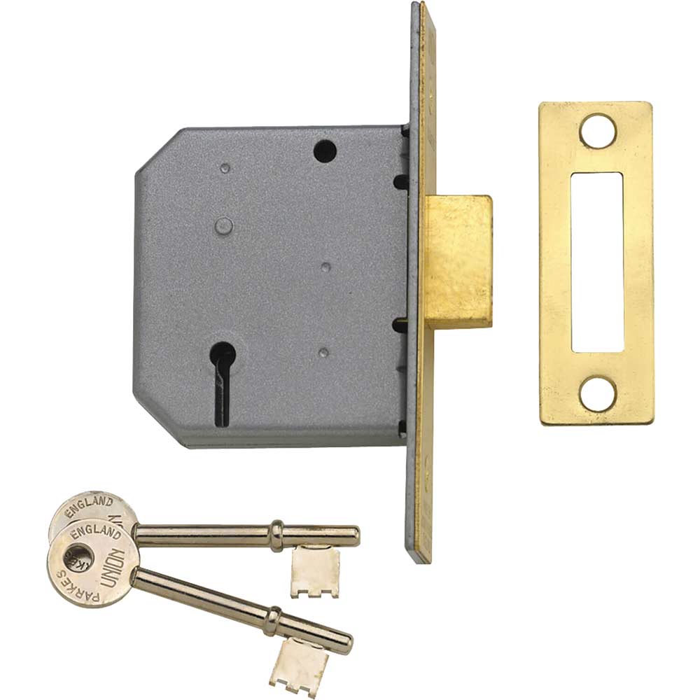 Union Locks 2177 3 Lever Mortice Deadlock Polished Brass 77.5mm / 3"