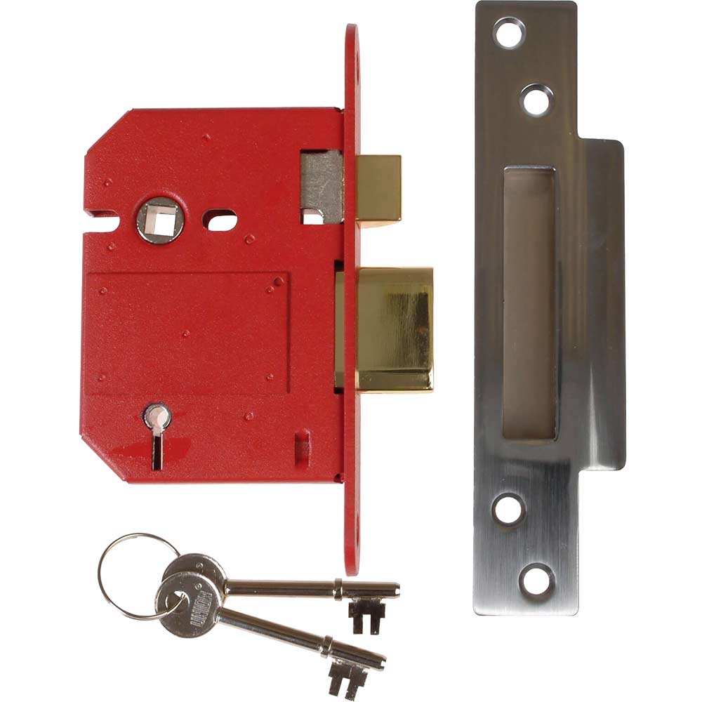 Union Locks Strongbolt 2200S BS 5 Lever Mortice Sash Lock 81mm Satin Chrome