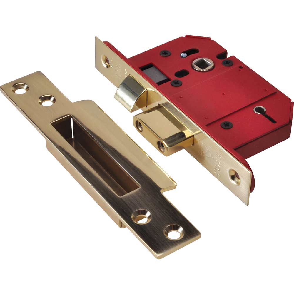Union Locks Strongbolt 2200S BS 5 Lever Mortice Sash Lock 68mm Polished Brass