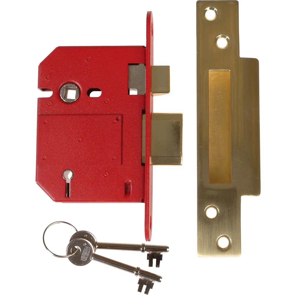 Union Locks Strongbolt 2200S BS 5 Lever Mortice Sash Lock 81mm Satin Brass