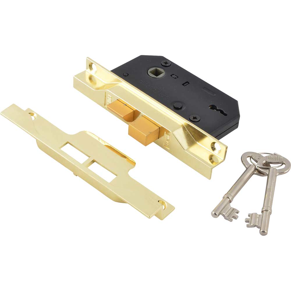 Union Locks 2242 2 Lever Mortice Rebated Sash Lock Silver Enamel 78.5mm / 3"