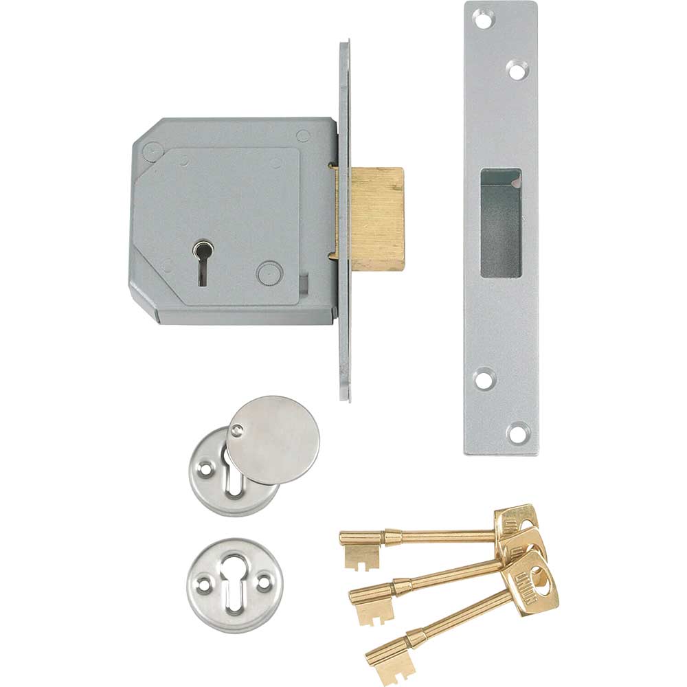 Image of Union Locks 3G114E 5 Lever Mortice Deadlock C-Series 67mm Satin Chrome