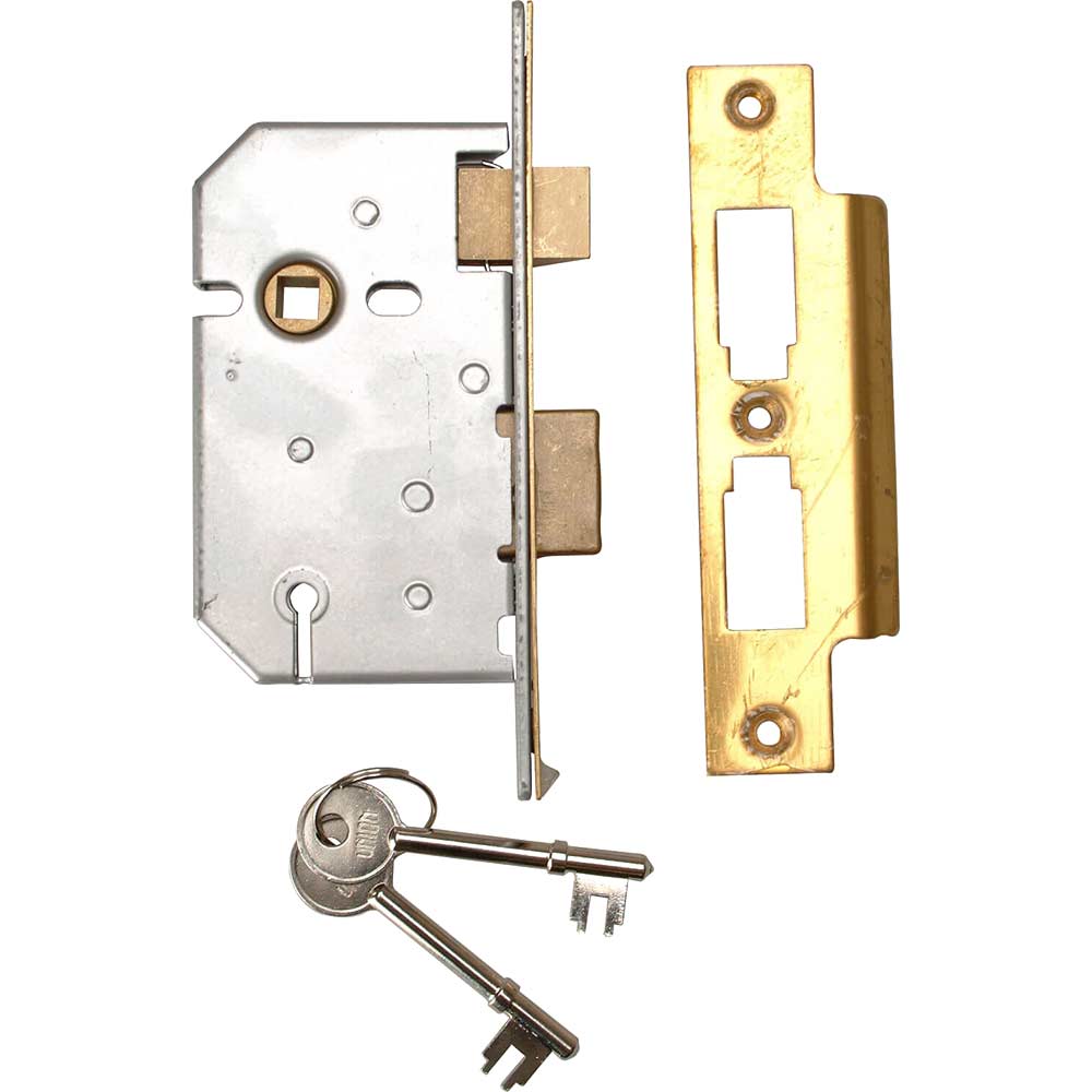 Union Locks 2277 3 Lever Mortice Sash Lock Polished Brass 65mm / 2.5"