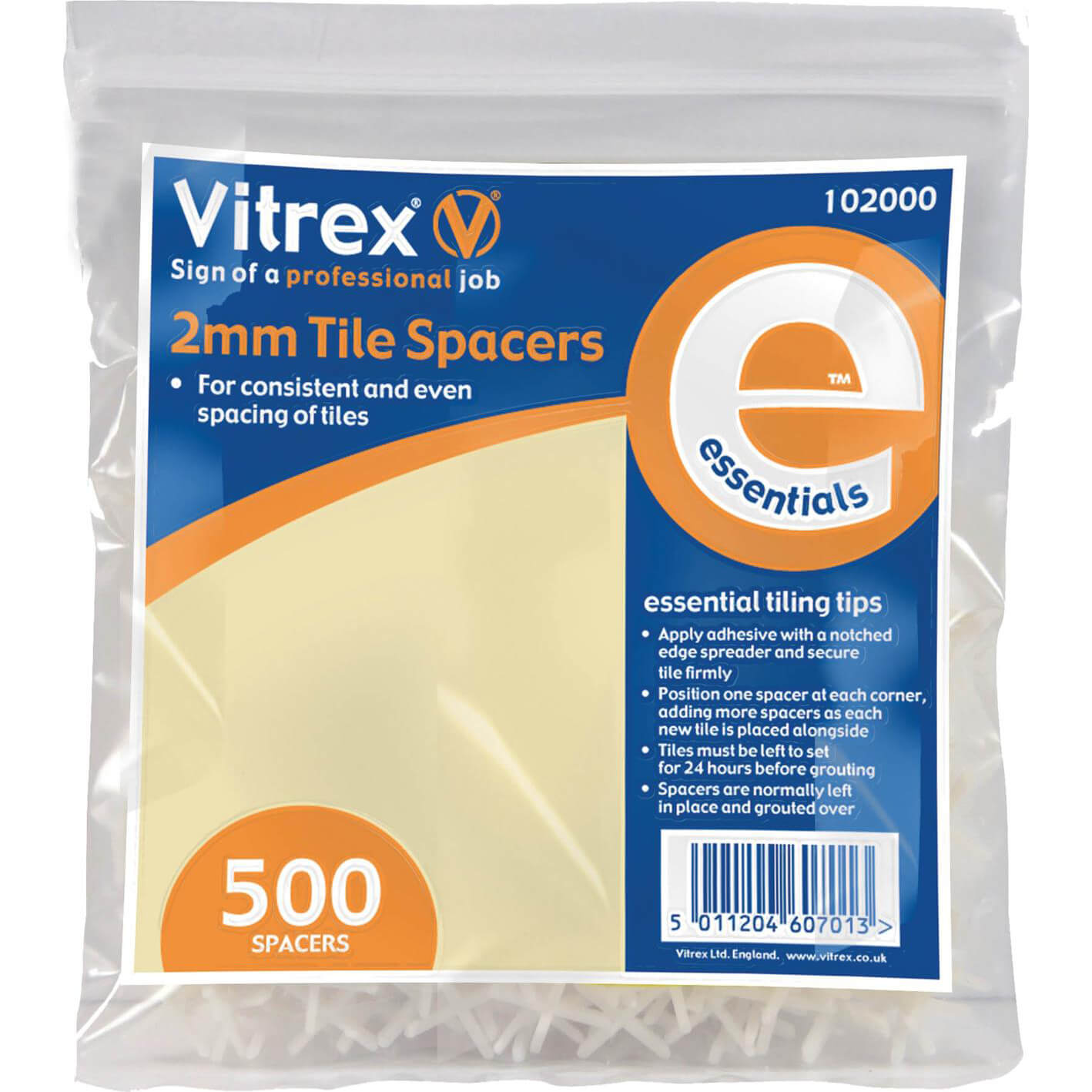 Vitrex Essential Tile Spacers 2mm Pack of 500