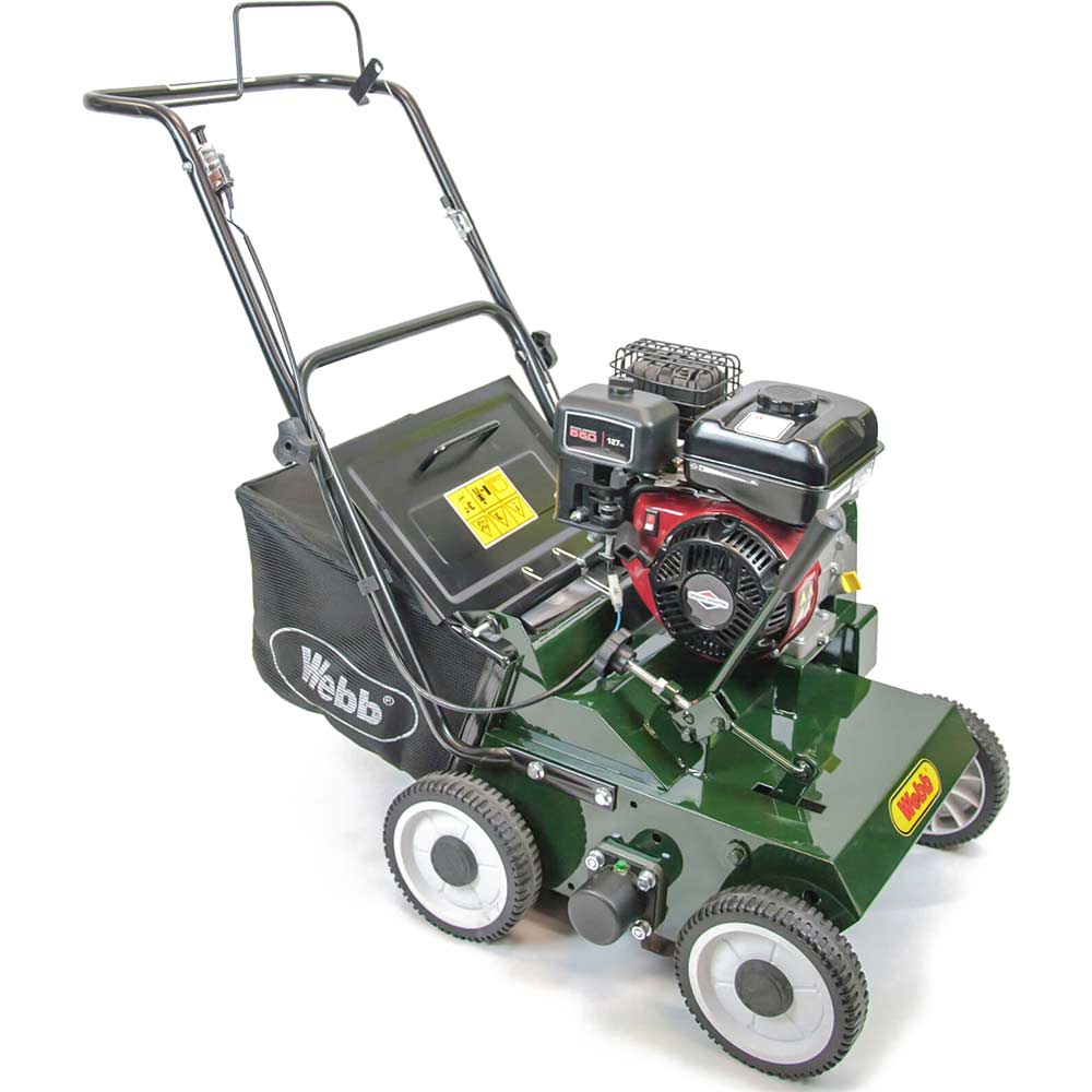 Image of Webb LS38 Petrol Scarifier with Collector 380mm Rake Width with 4 Stroke Petrol Engine