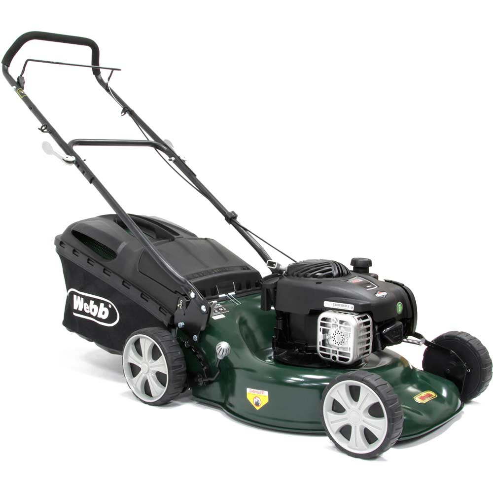 Webb R18SP Self Propelled Petrol 3 in 1 Rotary Lawn Mower 450mm Cut Width with Briggs & Stratton 450