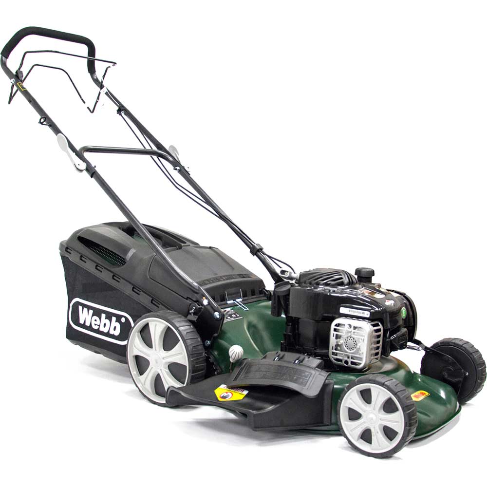 Image of Webb R18HW Self Propelled Petrol 3 in 1 Rotary Lawnmower 450mm Cut Width with Steel Deck & Briggs & Stratton 4 Stroke Engine