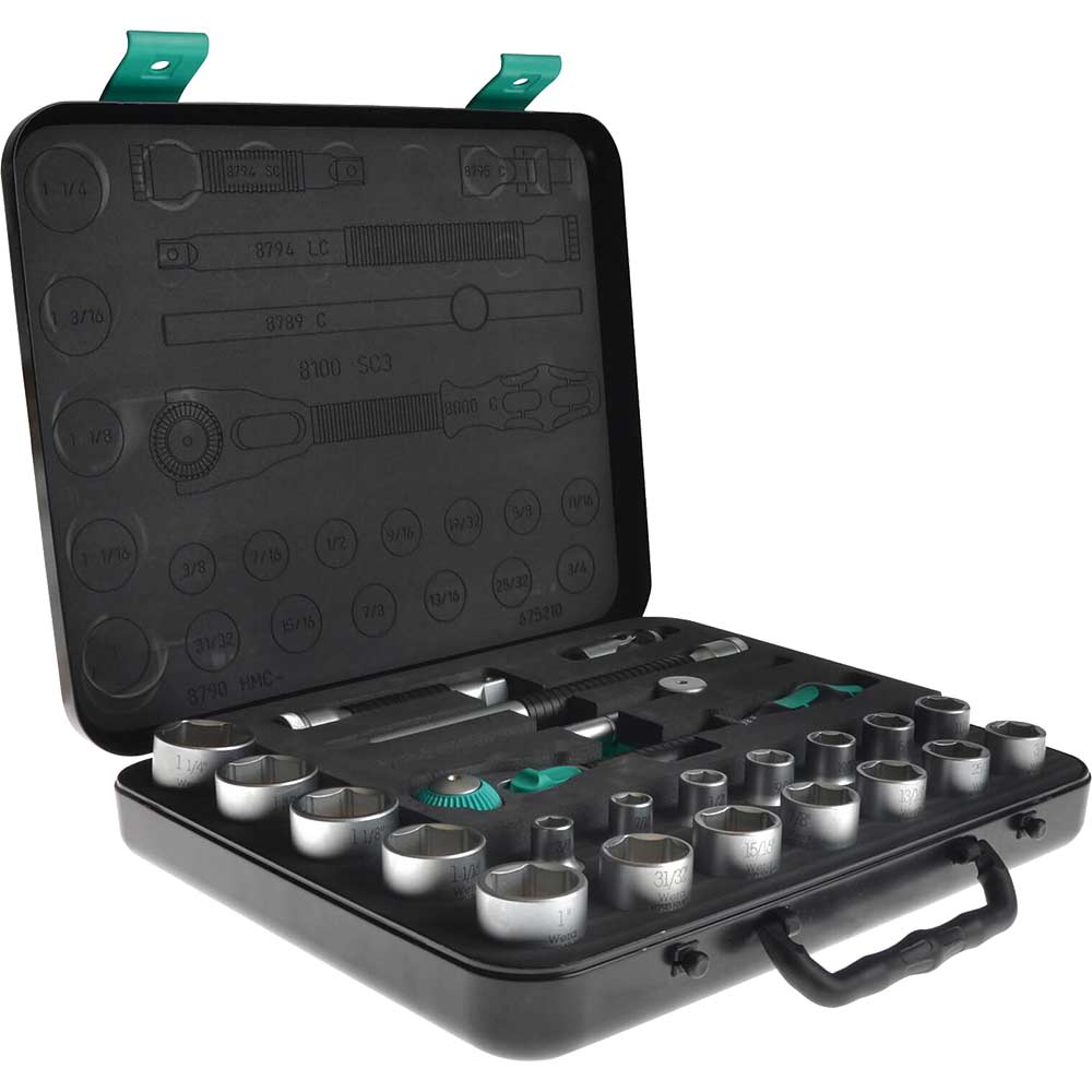 Image of Wera Zyklop 23 Piece 1/2&quot; Square Drive Socket Set Imperial