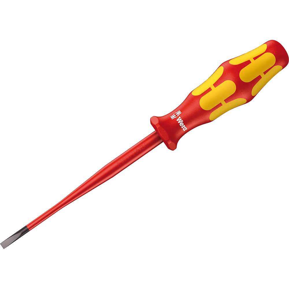 Image of Wera Kraftform Plus VDE Insulated Slimline Screwdriver Slotted 3.5 x 100mm