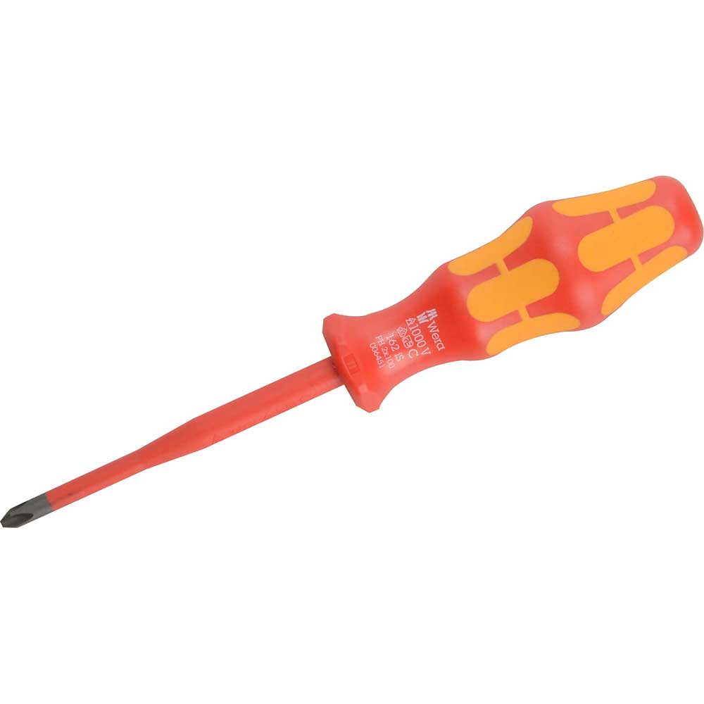 Image of Wera Kraftform Plus VDE Insulated Slimline Screwdriver PH2 x 100mm