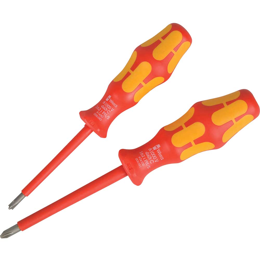 Image of Wera Kraftform 2 Piece Phillips & Slotted VDE Insulated Screwdriver Set