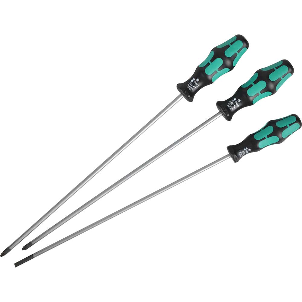 Image of Wera Kraftform Plus 3 Piece Long Screwdriver Set Phillips / Pozi / Slotted