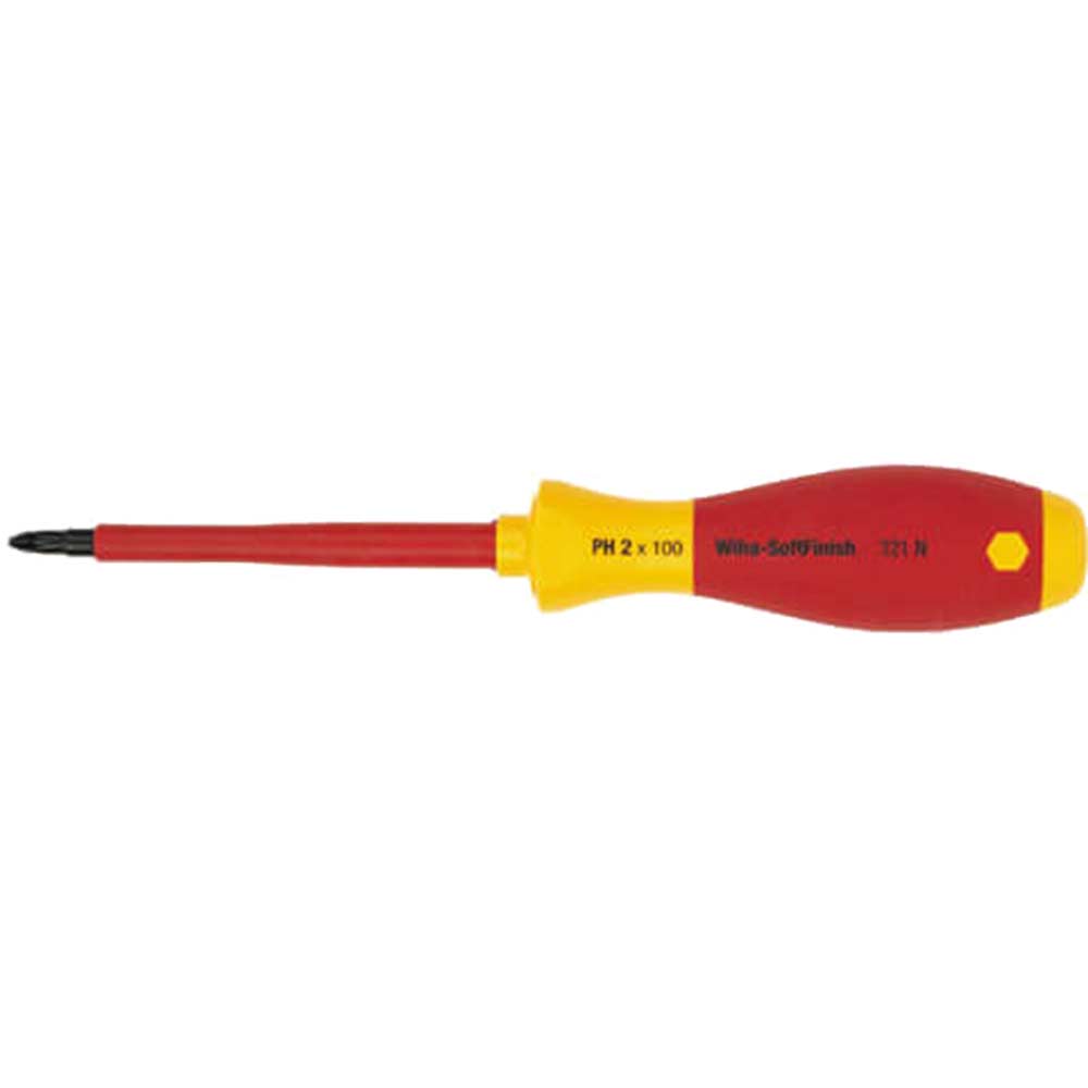 Image of Wiha 321N Series PH2 x 100mm Phillips VDE Insulated Screwdriver with SoftFinish Handle