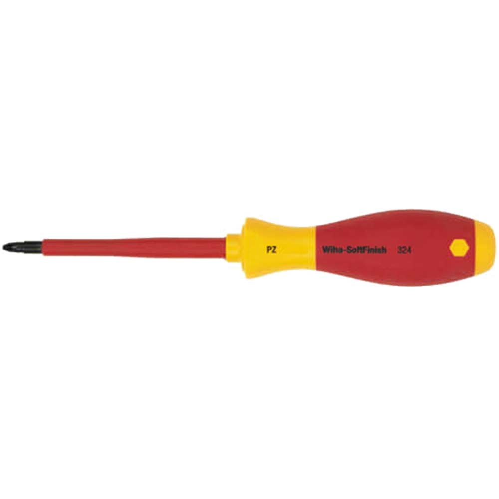 Image of Wiha 324 Series PZ2 x 100mm Pozi VDE Insulated Screwdriver with SoftFinish Handle