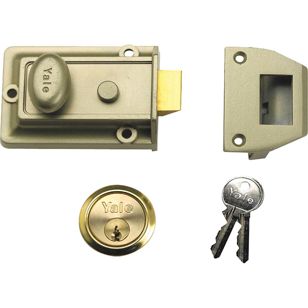 Yale Locks 77 Trad Nightlatch Nickle Brass B Cylinder 60mm Backset