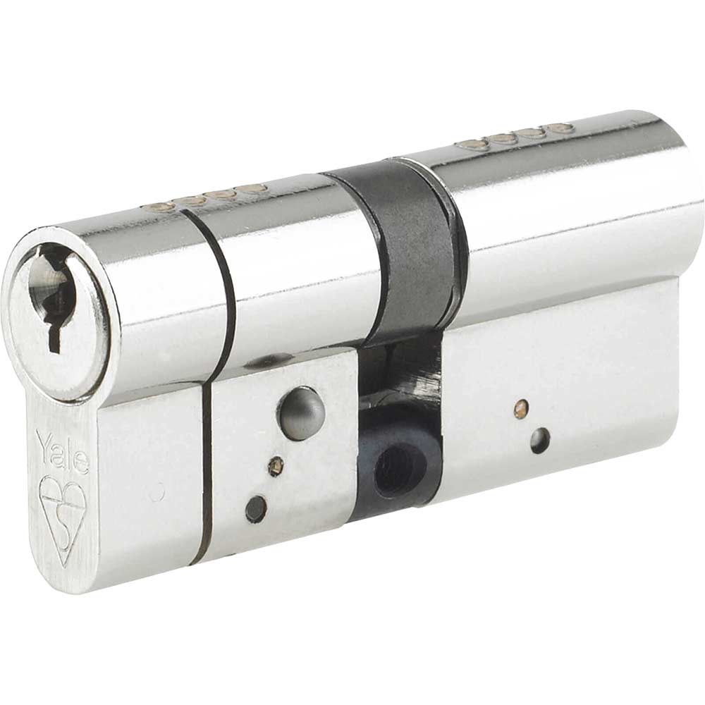 Yale Anti Snap 70mm Long Euro Cylinder Lock 35 x 35mm Bright Nickel