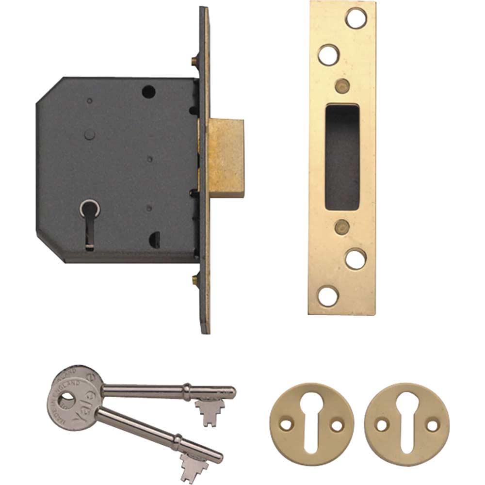 Yale Locks PM552 5 Lever Mortice Dead Lock 80mm / 3" Polished Brass
