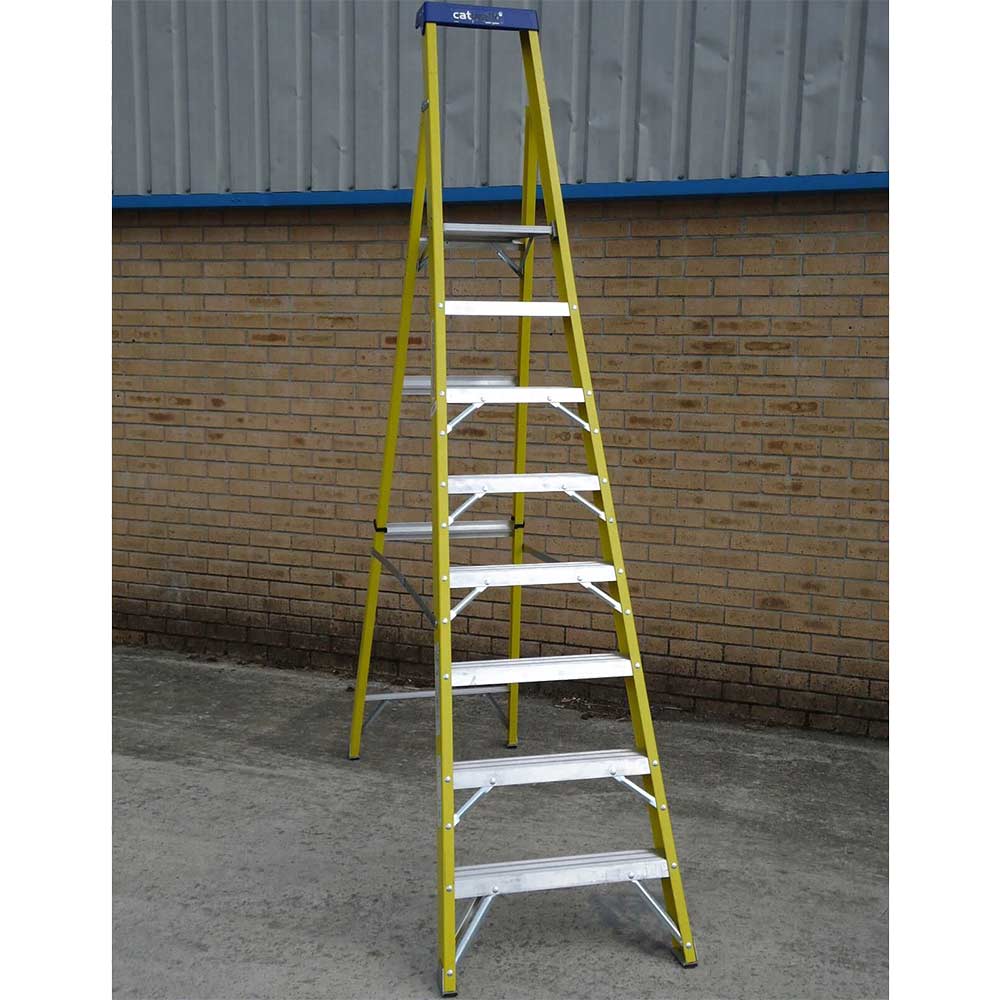 Image of Youngman Catwalk S400 1.8 Metre Fibre Glass Platform Step Ladder 8 Tread