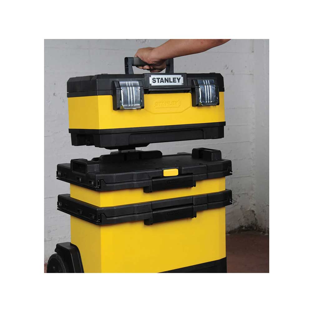 Stanley Rolling Metal & Plastic Tool Box with Wheels Yellow