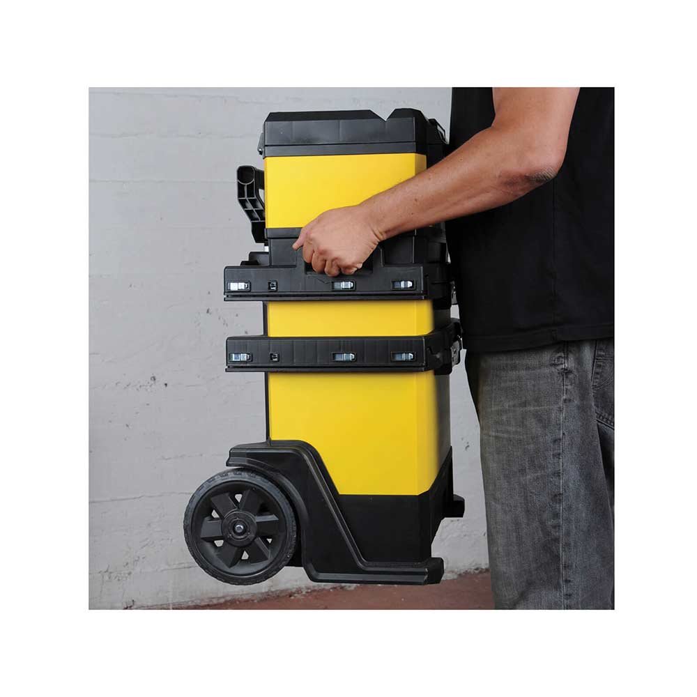 Stanley Rolling Metal & Plastic Tool Box with Wheels Yellow