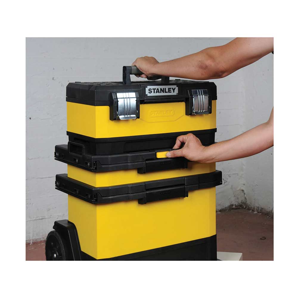 Stanley Rolling Metal & Plastic Tool Box with Wheels Yellow