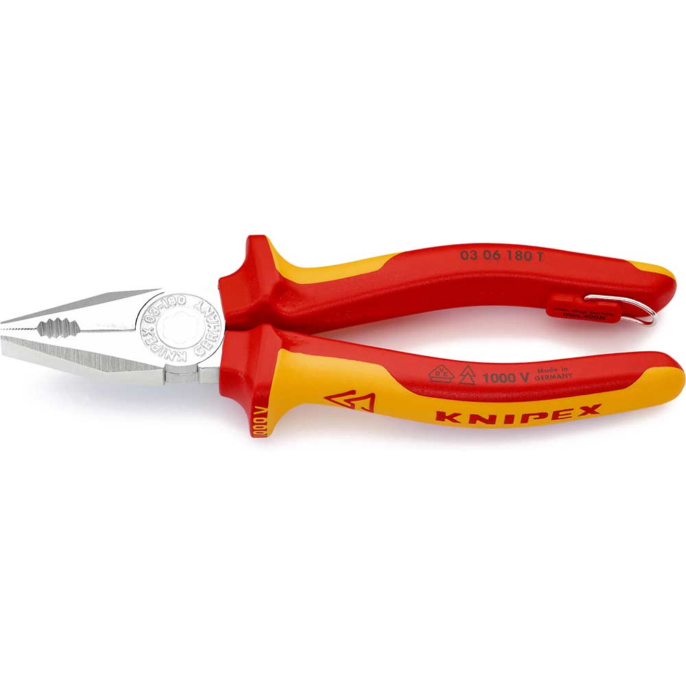 Photo of Knipex 03 06 Vde Insulated Tethered Combination Pliers 180mm