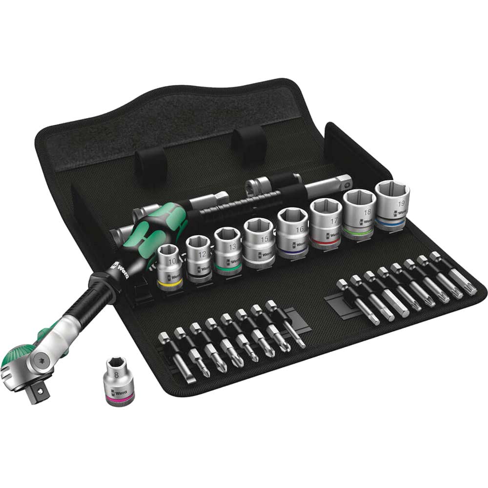 Wera 8100 SB6 Zyklop 29 Piece 3/8" Drive Socket and Bit Set 3/8"