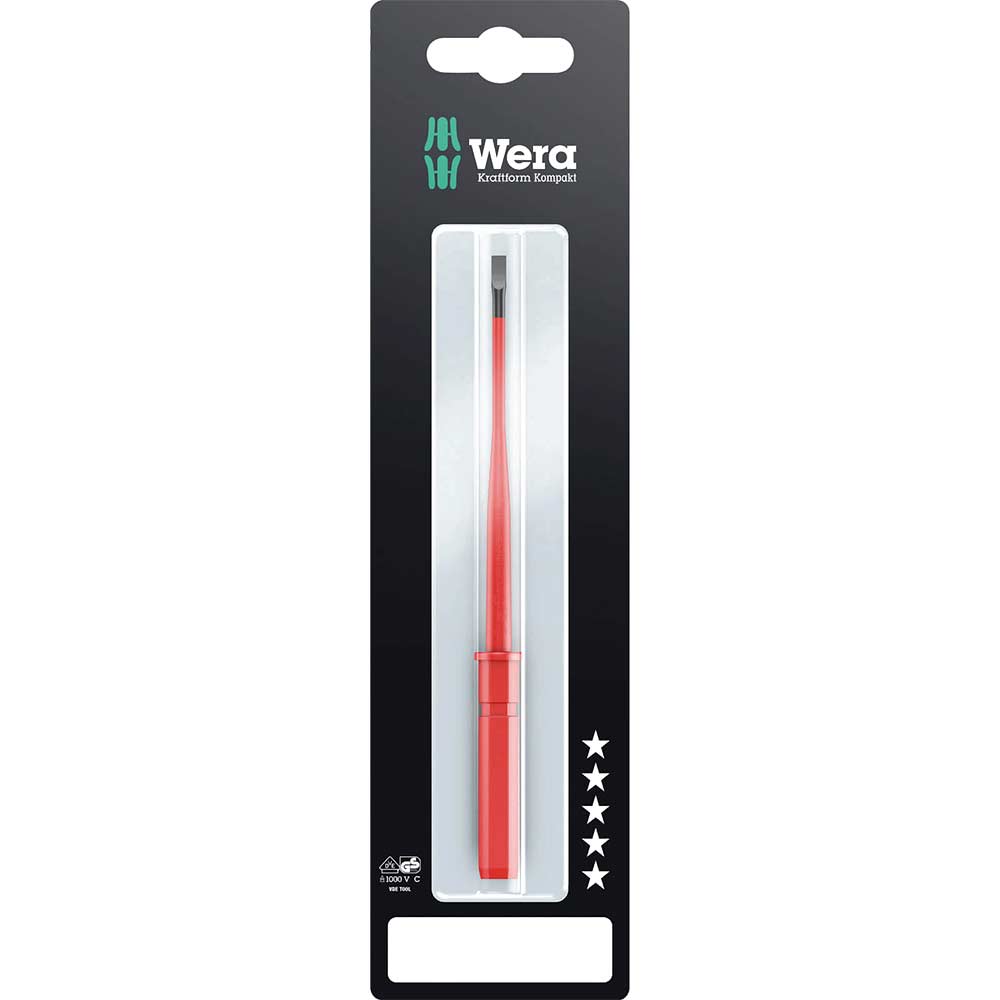 Image of Wera Kraftform Kompakt 60IS Slotted Extra Slim VDE Interchangeable Screwdriver Blade 5.5mm 154mm