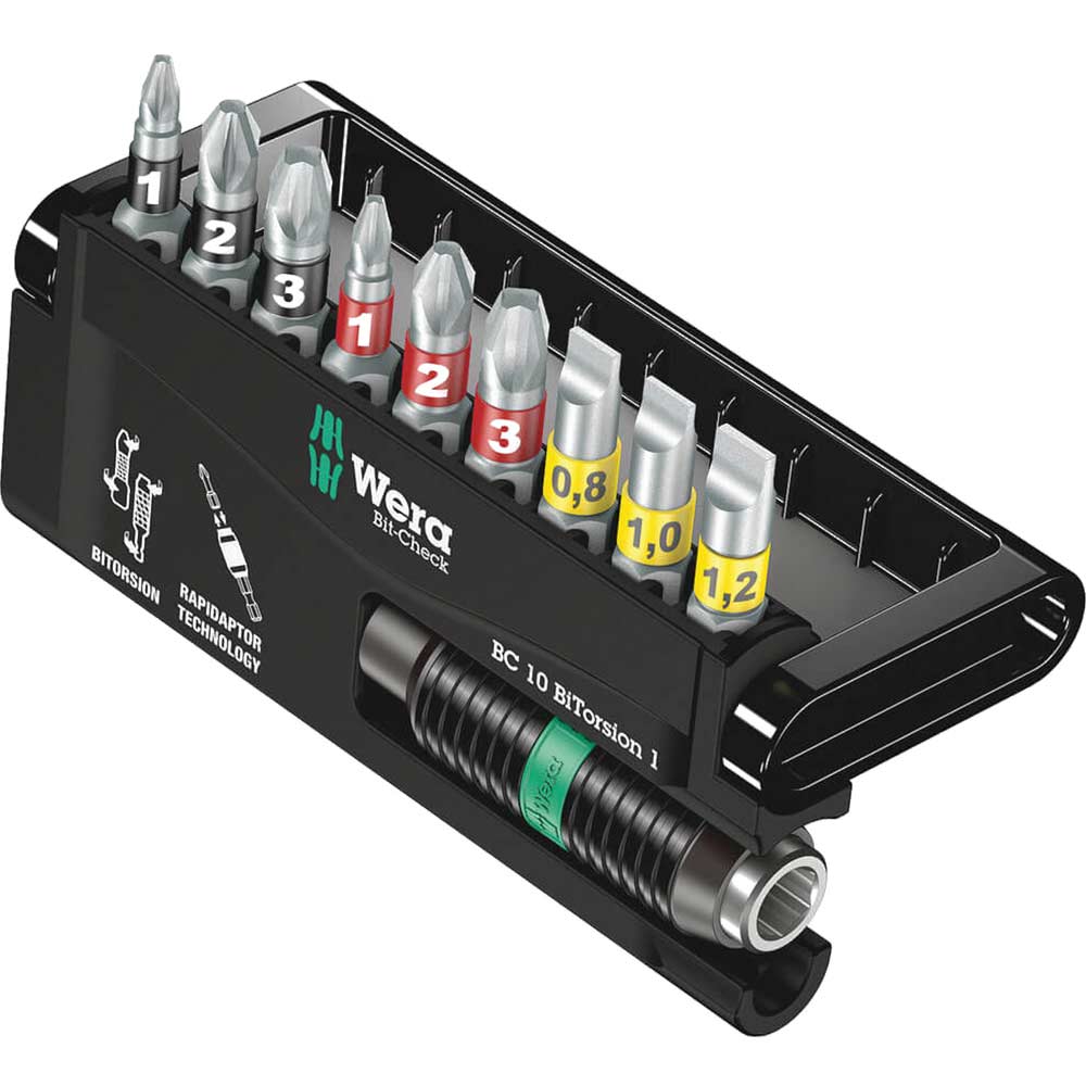 Photo of Wera 10 Piece Bit-check Bitorsion Screwdriver Bit And Holder Set