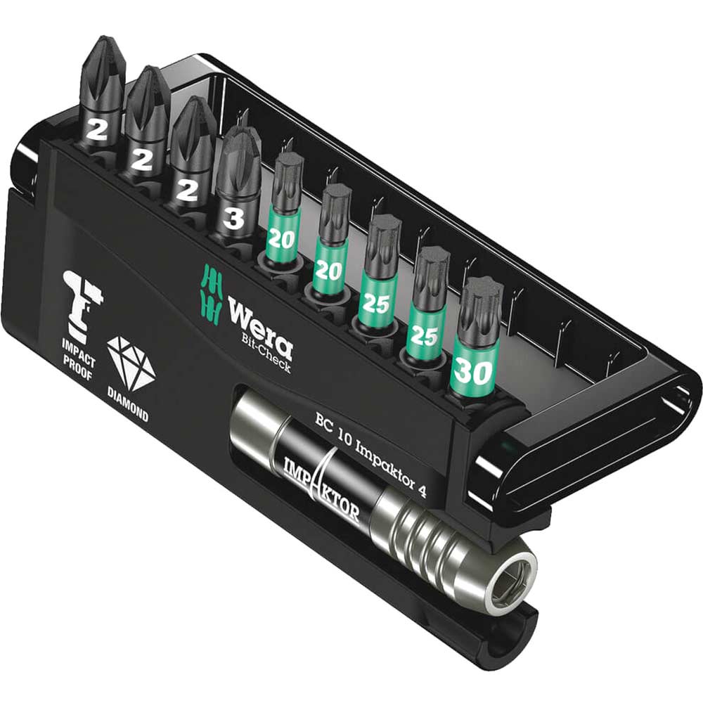 Photo of Wera 10 Piece Bit-check Impaktor Screwdriver Bit And Holder Set