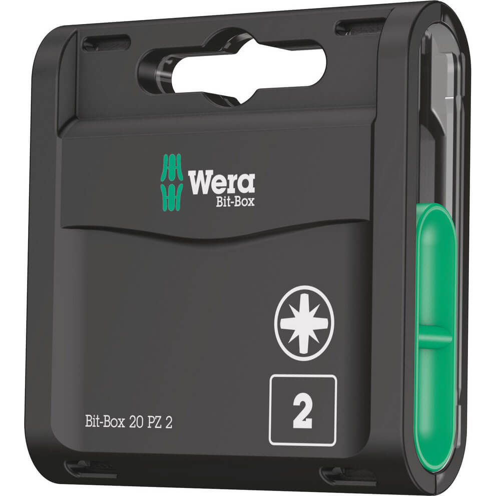 Image of Wera Bit-Box Extra Hard Pozi Screwdriver Bits PZ2 25mm Pack of 20
