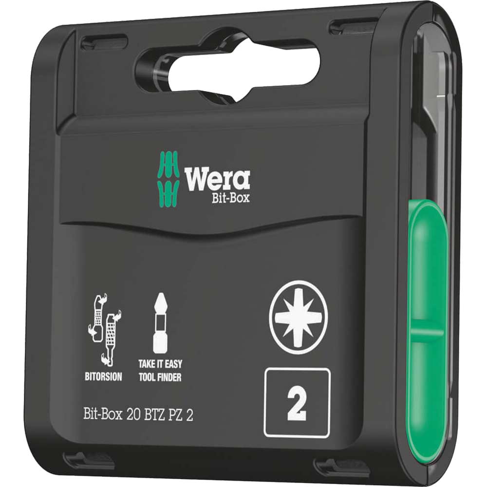 Image of Wera Bit-Box Bi-Torsion Pozi Screwdriver Bits PZ2 25mm Pack of 20