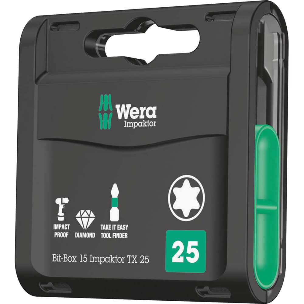 Photo of Wera Bit-box Impaktor Torx Screwdriver Bits T25 25mm Pack Of 15