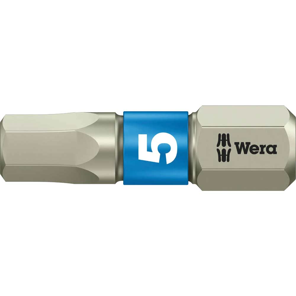 Photo of Wera Torsion Stainless Steel Hexagon Screwdriver Bit 5mm 25mm Pack Of 1
