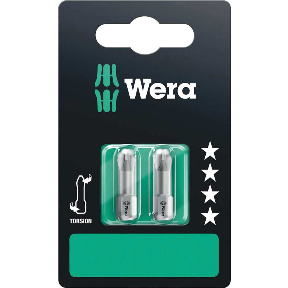 Photo of Wera Torsion Phillips Screwdriver Bits Ph2 25mm Pack Of 2