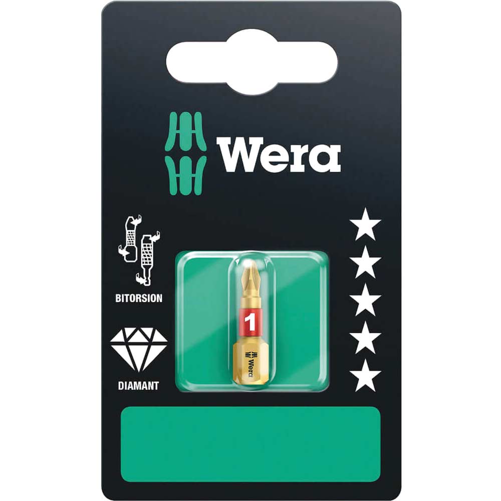 Photo of Wera Bitorsion Diamond Phillips Screwdriver Bits Ph1 25mm Pack Of 1