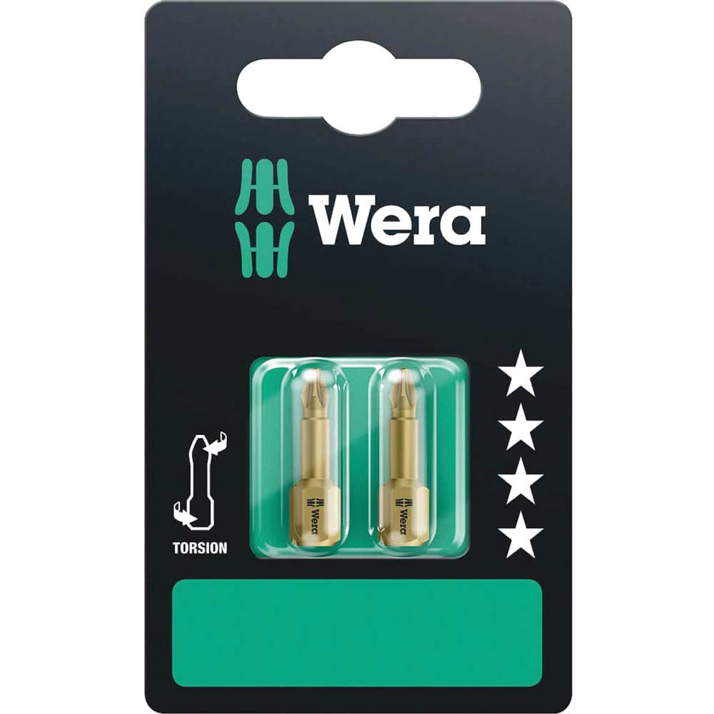 Photo of Wera Torsion Extra Hard Pozi Screwdriver Bits Pz1 25mm Pack Of 2