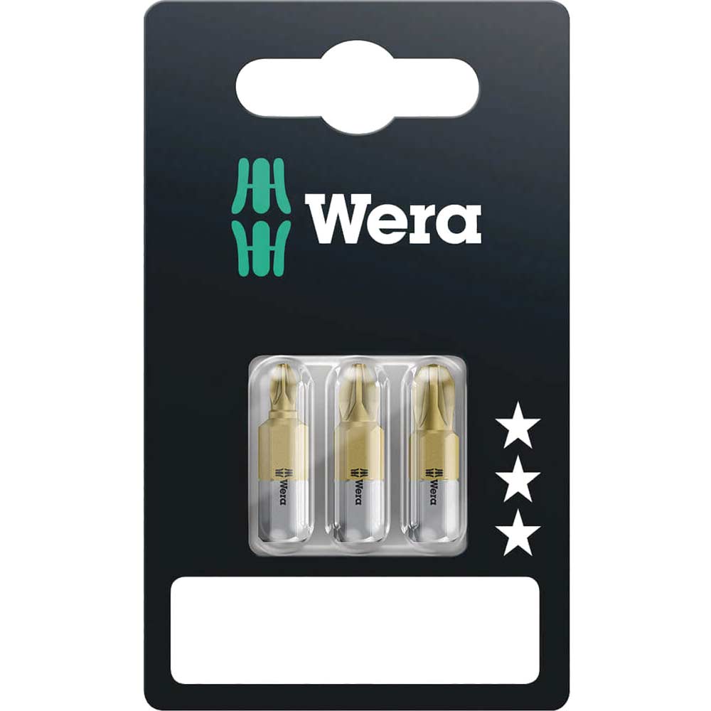 Photo of Wera 855/1 Tin Sb Pozi Screwdriver Bits Assorted Pozi 25mm Pack Of 3
