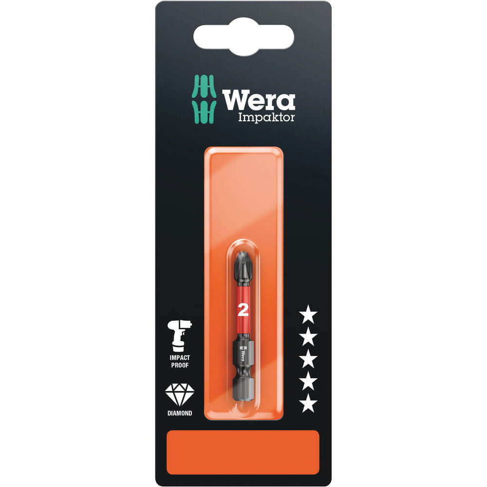 Photo of Wera Impaktor Phillips Screwdriver Bits Ph2 50mm Pack Of 1