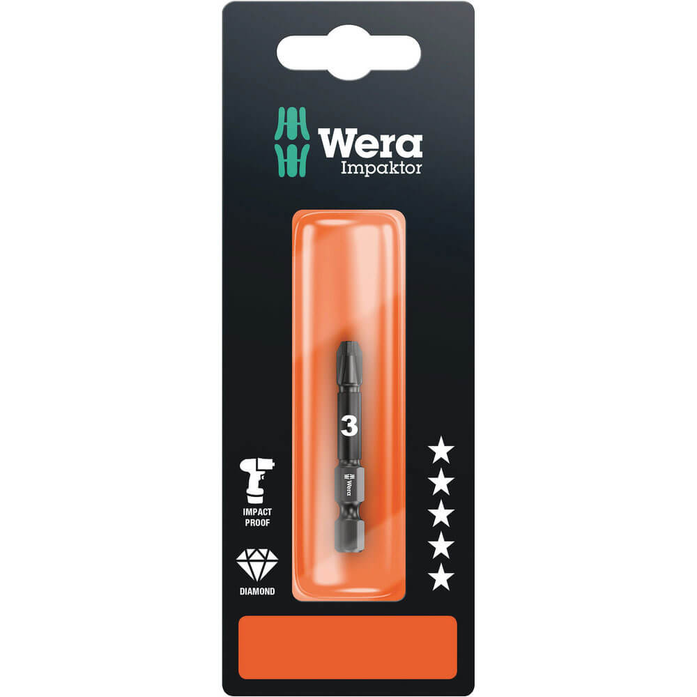 Photo of Wera Impaktor Pozi Screwdriver Bits Pz3 50mm Pack Of 1