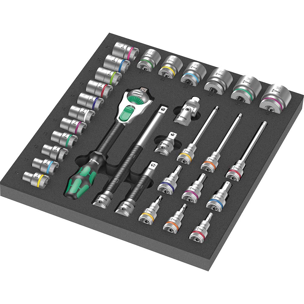 Wera Zyklop 9722 31 Piece 1/2" Drive Socket Set in Foam Insert Tray Socket Sets